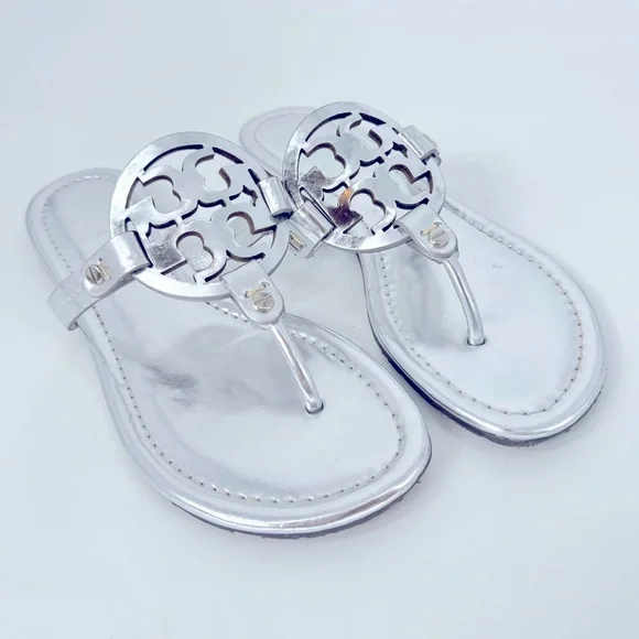 Tory Burch Miller Sandals Silver Metallic - Picture 2 of 9